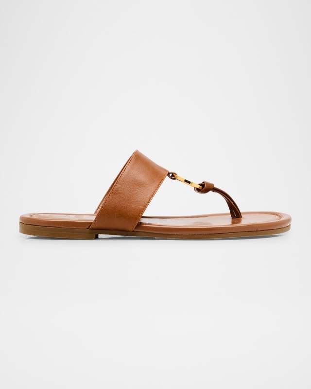 Olivia Leather Flat Slide Sandals